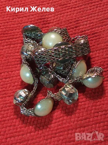 ШАРМАНТНО СРЕБРИСТО КОЛИЕ ВЕРИЖКА Тип ЧОКЪР с КРИСТАЛИ и НУЖДА от ЗАКОПЧАЛКА / РЕСТАВРАЦИЯ 23920, снимка 7 - Колиета, медальони, синджири - 47336381