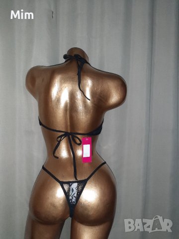  М/L Черно боди от дантела и кожа с цип , снимка 2 - Бельо - 38477629