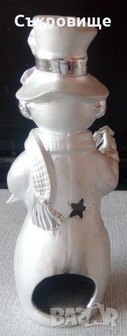 Снежен човек свещник или фенер - 15 см, снимка 2 - Статуетки - 33601126