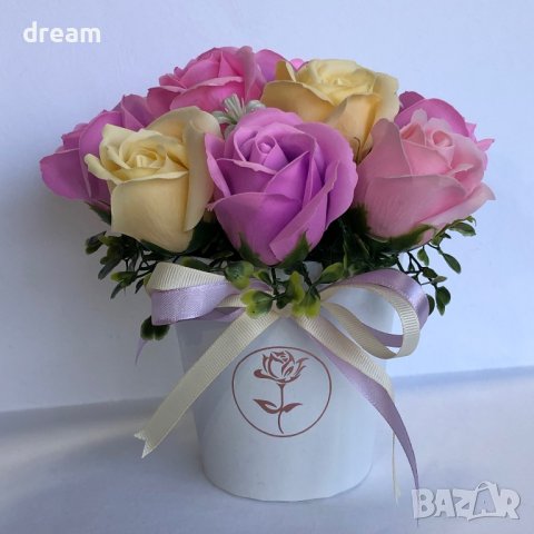 Букет с ароматни сапунени рози, снимка 2 - Декорация за дома - 32962692