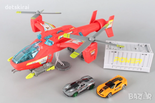 Товарен въртолет с контейнер - катапулт, два снаряда и две коли., снимка 7 - Коли, камиони, мотори, писти - 52821120