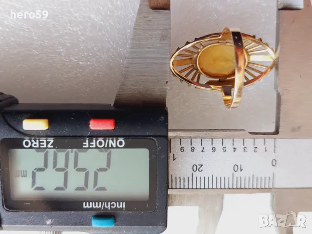 Дамски златен пръстен 14к с цитрин,арт деко, снимка 7 - Пръстени - 47999366