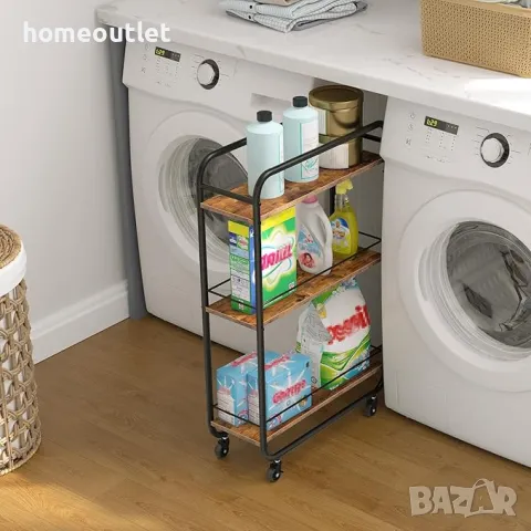 ПРОМОЦИЯ Мобилна стойка за съхранение на 3 нива BF18TC01, снимка 3 - Етажерки - 49259064