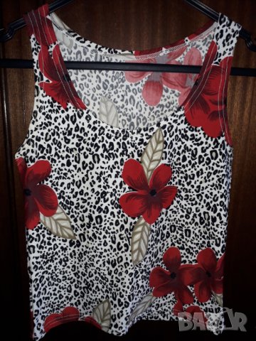 Дамски еластичен памучен потник с цветя