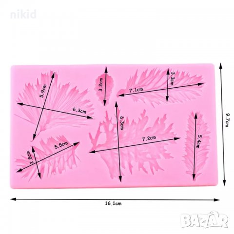 Есенни Борови листа листо клони шишарка силиконов молд форма фондан, снимка 4 - Форми - 38042187