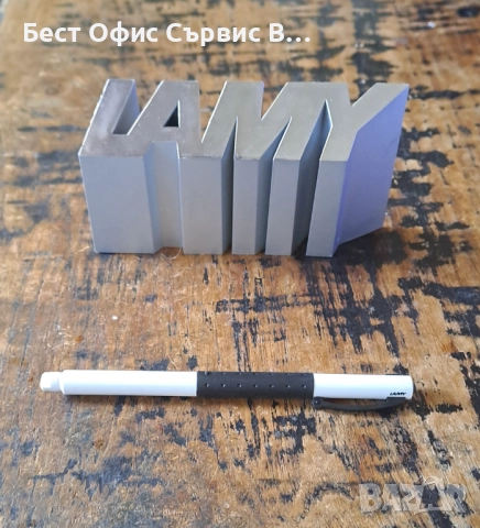 ролер Lamy Лами бял с черен гумен грип модел 377, снимка 2 - Ученически пособия, канцеларски материали - 52789466