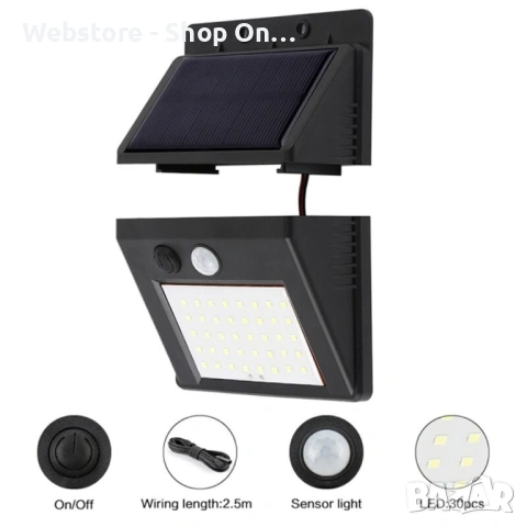 Градинска соларна лампа с 2,5-метров кабел H LED16, снимка 10 - Соларни лампи - 53582618