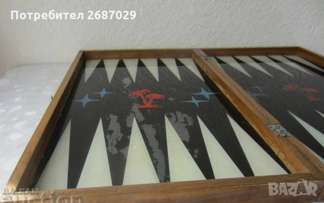 Голяма Луксозна Стара дървена кутия за игра на шах и табла, снимка 3 - Други - 28952284