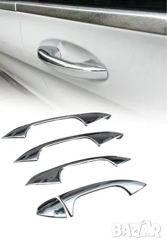 Хромирани дръжки за врати Мерцедес Mercedes W205 W213 A C E GLC GLE CLA CLS EQC комплект, снимка 2 - Аксесоари и консумативи - 47665775