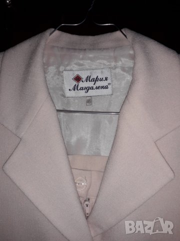 Дамски летен бял костюм къс ръкав от шантунг с подплата, снимка 8 - Костюми - 32874696