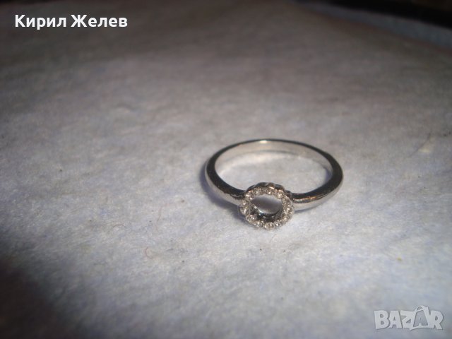 НЕЖЕН АРТ ПРЪСТЕН МЕДЕН с БЯЛА ПОЗЛАТА и ФИНИАТЮРНИ ФАСЕТИРАНИ ИСКРЯЩИ ЦИРКОНИ 27646