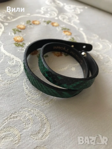 Кожена гривна от естествен питон Roberto Collina италианска, снимка 2 - Гривни - 53291846