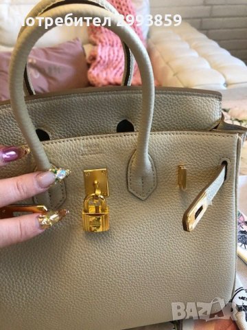 чанта Ермес Бъркин мини*HERMES BIRKIN 35 ETOUPE TOGO GOLD HARDWARE, снимка 7 - Чанти - 38101960