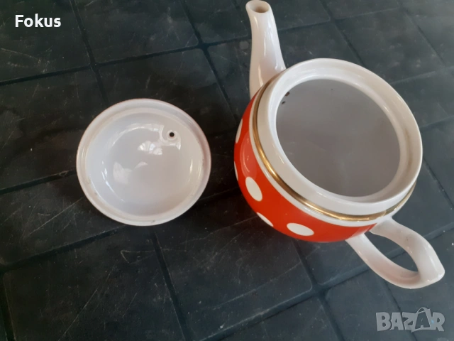 Чайник - руски порцелан с позлата, снимка 4 - Антикварни и старинни предмети - 53281089