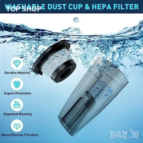 Нова Ултралека Прахосмукачка HOMEKANE - Безжична, 9500PA, 3 Дюзи, снимка 6 - Други стоки за дома - 49956871