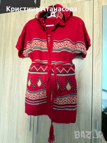 🎅 Дамска плетена жилетка с коледни национални елементи, снимка 5 - Жилетки - 52478897