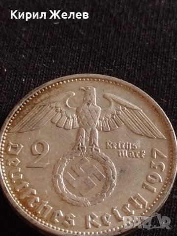 Сребърна монета 2 райхсмарки 1937г. Нацистка Германия Трети Райх с СХВАСТИКА за КОЛЕКЦИЯ 42049, снимка 7 - Нумизматика и бонистика - 43798672