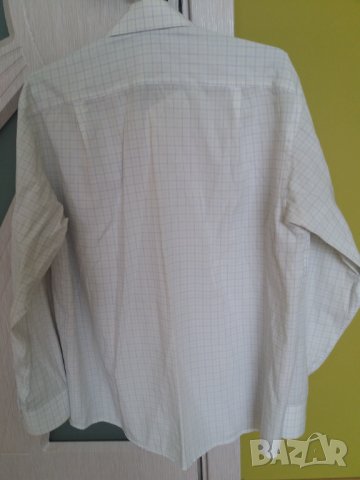 Риза дълъг ръкав Monteli бяла на квадратчета памук, снимка 3 - Ризи - 33537506