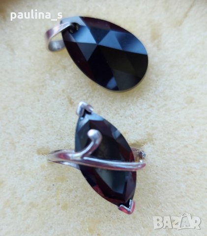 Винтидж / Комплект сребърни бижута с Черен шпинел / проба 925 , снимка 7 - Бижутерийни комплекти - 32961921