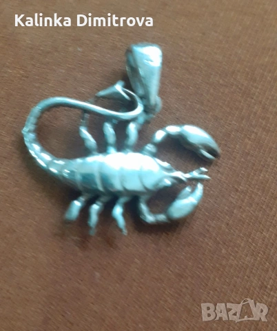 Сребърна висулка-зодия Скорпион., снимка 2 - Колиета, медальони, синджири - 53217727