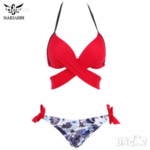 2022 Секси дамски бански костюм горнище кръст превръзка бикини комплект плажен бански костюм за плув, снимка 15 - Бански костюми - 28038273