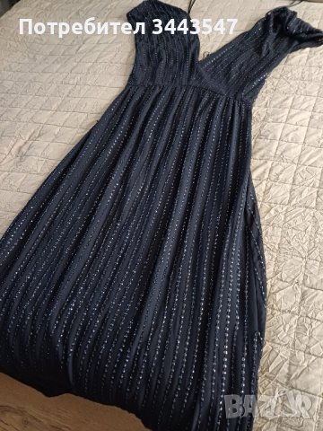 Дълга  елегантна рокля тъмносиня .Maрка МGO, снимка 5 - Рокли - 43255403