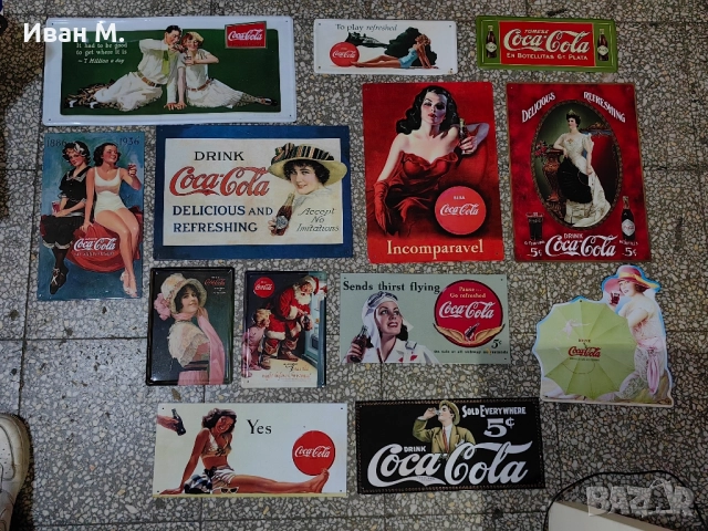 Лот 13 ламаринени табели на Coca-Cola 