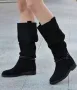 Равни ботуши - черен велур - FGL70, снимка 2