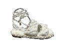 Дамски кожени сандали/чехли на платформа в бяло с връзки-ПРОМОЦИЯ, снимка 1 - Сандали - 37256149
