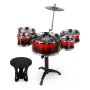 Комплект барабани и табуретка, Червен/ черен, снимка 1 - Музикални играчки - 40650252