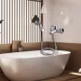 Смесител за вода c душ, хоризонтален с покритие от хром, снимка 6