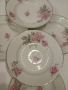 6 бр. порцеланови чинии 23 см. с флорален декор и сребрист кант, снимка 3