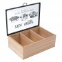Дървена кутия за чай с надписи, снимка 1 - Аксесоари за кухня - 32945289