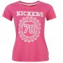 Дамска тениска в цвят диня с бродерия от kickers, снимка 1 - Спортни екипи - 28475778