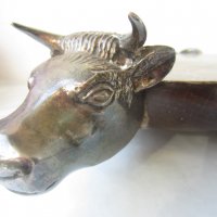  стар дървен поднос дъска метални глава крака опашка рога бик, снимка 7 - Други стоки за дома - 28947123