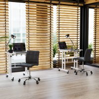 Офис стол за бюро с регулируема височина на седалката, 57 x 60 x 95 см, черен, снимка 3 - Столове - 40472570