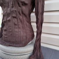 Дамска тънка кафявя блуза с дълъг ръкав - модел 38, снимка 7 - Блузи с дълъг ръкав и пуловери - 39225375