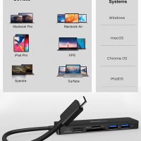 Dockteck USB C хъб, HyperExtended 6-в-1 докинг, 4K 60Hz HDMI, 100W PD, 2хUSB 3.0 , снимка 6 - Други - 35108910