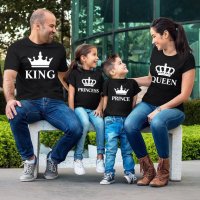 Промо цена!Тениски за семейства и влюбени двойки King & Queen, снимка 2 - Тениски - 28827881