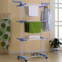 Сгъваем сушилник за дрехи на колелца – практична стойка за сушене на пране, снимка 5 - Други стоки за дома - 43776124