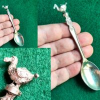 Посребрена декоративна лъжичка за чай с орнамент птица Додо, снимка 4 - Други ценни предмети - 37710943