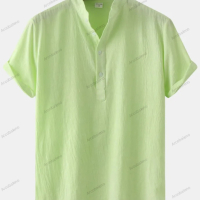 Мъжка памучна риза с яка и къс ръкав, 7цвята , снимка 6 - Ризи - 44901208