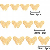 3D 12 броя златисти пеперуди за декорация на стена ПОДАРЪК , снимка 5 - Декорация за дома - 32552124