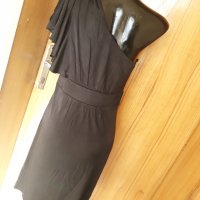 Черна елегантна рокля до коляното с едно рамо М, снимка 3 - Рокли - 32985969