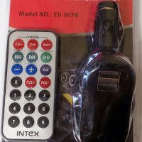 Нов FM трансмитер INTEX EU-807B, microSD, 2 USB, AUХ, снимка 1 - Друга електроника - 32455744