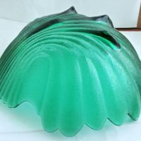 Стъклена  купа фруктиера цветно зелено стъкло , снимка 8 - Антикварни и старинни предмети - 27459199