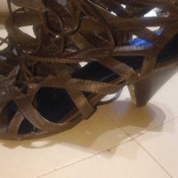 Дамски кожени летни обувки на ток, снимка 4 - Дамски обувки на ток - 28923560