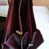 Луксозна мъжка бизнес чанта, тъмно бордо, 3+1+1 отделения, истинска кожа, снимка 4 - Чанти - 37178529