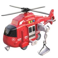 Червен спасителен хеликоптер с преносим звук и светлини, снимка 1 - Влакчета, самолети, хеликоптери - 43102780