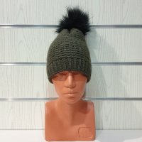 Нова зимна дамска шапка Марекс с помпон/пух , снимка 7 - Шапки - 35511802